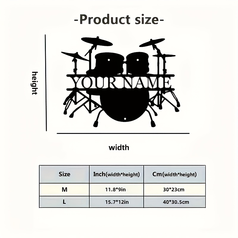 Custom Drum Set Metal Wall Art - Musical Instrument And Names recension och pris